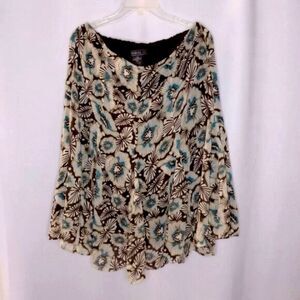 George Long Maxi Full Skirt Earth Tones Floral Elastic Back Flowy Flirty  sz: 12